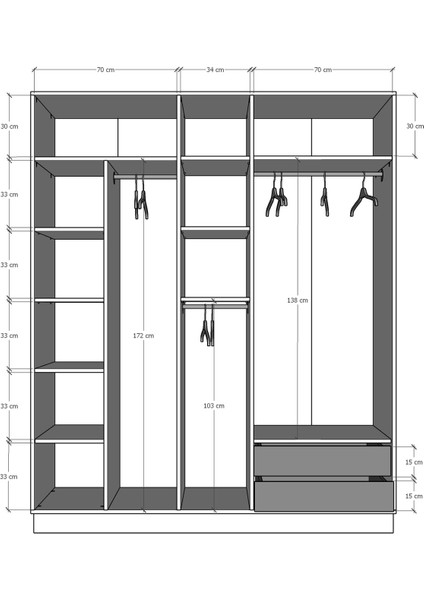 5 Kapaklı Gardırop 180CM