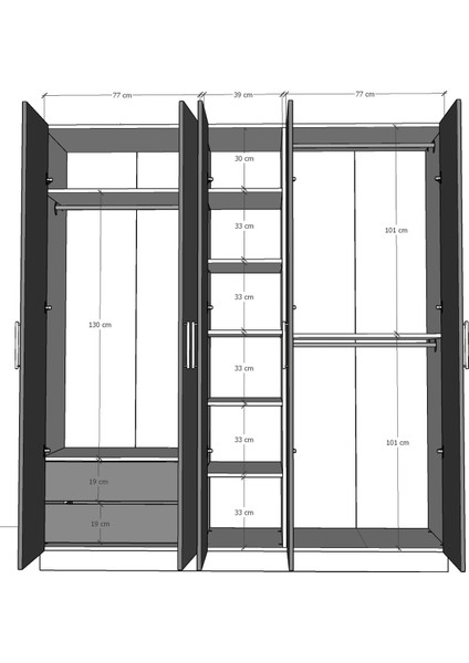 5 Kapaklı Gardırop 200CM