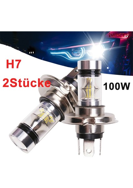 2 Adet H7 Araba Lambası Fren Led Dönüş Sinyali Ters Işık Sis Işık Günışığı Meclisi 100W 12V Araba Sürüş Ampul Beyaz (Yurt Dışından)