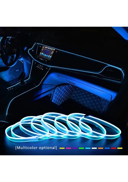 2 Milyon Stili Buz Mavisi Otomobil Atmosfer Lambası Araba Iç Aydınlatma Led Şerit Dekorasyon Çelenk Tel Halat Tüp Hattı Esnek Neon Işık Usb Sürücü (Yurt Dışından)