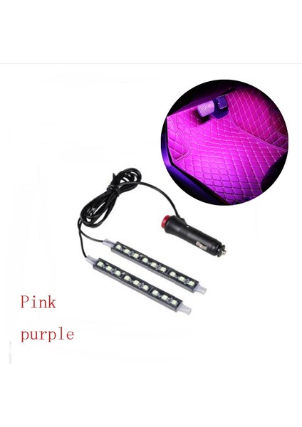 Pembe Mor Araba 9 Led Zemin Ayakları Atmosfer Lambası Dekorasyon Lambası Peugeot Için (Yurt Dışından)