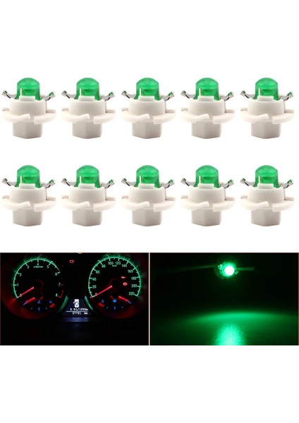 Yeşil T5 B8.4D Led Ampuller Cob 1Smd Gösterge Panosu Yan Gösterge Işıkları Led Küme Gösterge Işığı 12V Iç Işık (Yurt Dışından)