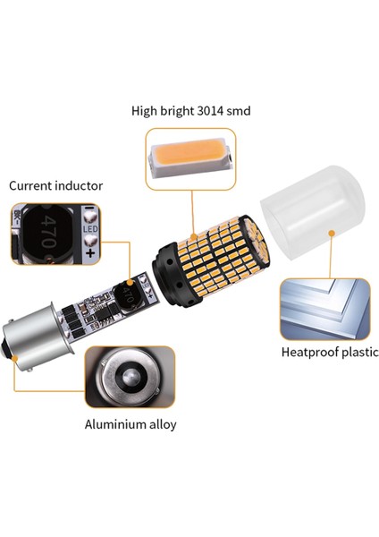 Sarı Stil 1156 Bau15S Py21W 1Xsuper Parlak P21Wpy21W Canbus Araba Led 12V Geri Işık Durdurma Fren Lambası Otomatik Dönüş Sinyali Ampul Beyaz Kırmızı (Yurt Dışından) fiyatları