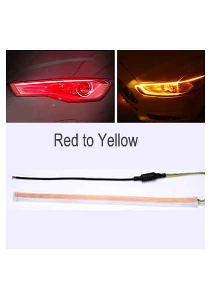 60Cm Tarzı Kırmızıdan Sarıya 1 Parça Ultra-Ince Araba Led Gündüz Çalışan Işık Yumuşak Tüp Led Şerit Renkli Su Işık Kılavuzu Araba Işık Şeritleri Işık Şeridi (Yurt Dışından)