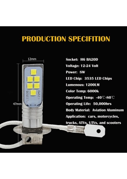 H3 Stili Beyaz H3 Led Ampul Smd Süper Parlak Araba Sis Farları 12V 24V 6000K Beyaz Sürüş Günü Çalışan Otomotiv Lambası (Yurt Dışından) fırsatları