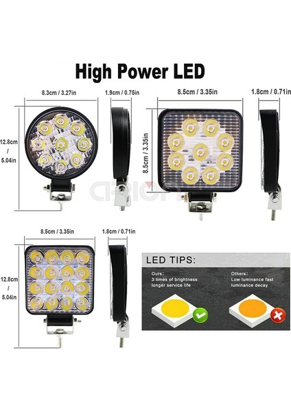 27W Kare Stili 9 Led 27W 16 Led 48W Spot Çalışma Işığı 12V 24V Araba Led Spot Işığı Kare Yuvarlak Oto Kamyon Off Road Mini Ledbar Offroad Aksesuarları (Yurt Dışından) indirimleri