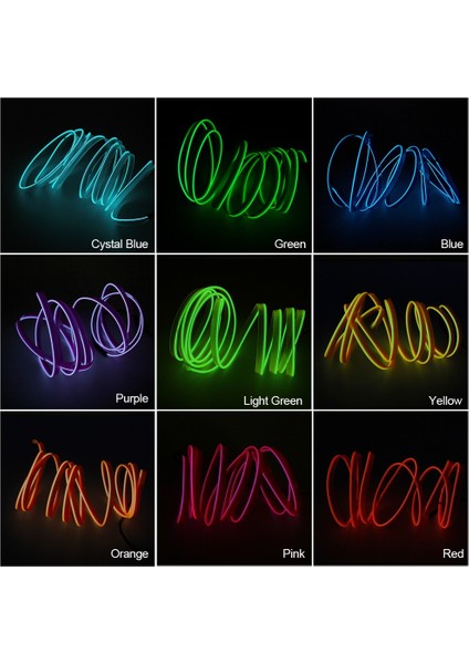 Mavi Stil 1M Sadece El Teli Esnek Led Şerit Neon El Tel Araba Atmosfer Lambası 12V 10 Renk Oto Iç Dıy Dekorasyon Ortam Işığı (Yurt Dışından)