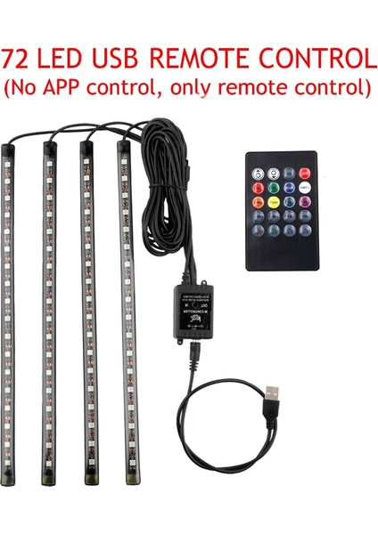 72 Usb Uzaktan Kumanda Led Araba Ayak Işığı Usb Kablosuz Uzaktan Müzik Kontrollü Ortam Lambası Çoklu Modlar Otomotiv Iç Dekoratif Işıklar (Yurt Dışından)