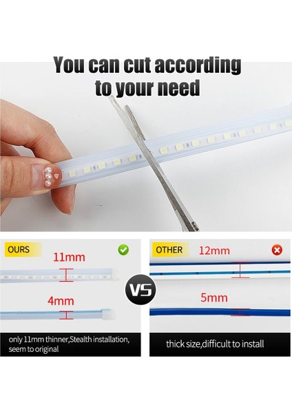 150Cm Tarzı Sarı Okeen Led Araba Kaput Işıkları Evrensel Far Şeridi Esnek Araba Dekoratif Atmosfer Lambaları Drl Otomatik Gündüz Farları 12V (Yurt Dışından) fırsatları