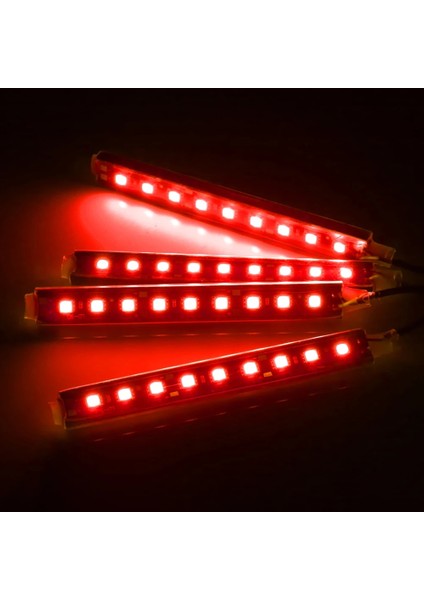 Kırmızı Oto Dekoratif Lamba 9 Led 4 1 Araç Iç Atmosfer Işıkları Çakmak İle Ayak Şerit Işıkları Oto Aksesuarları (Yurt Dışından)