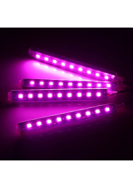 Mor Oto Dekoratif Lamba 9 Led 4 1 Araç Iç Atmosfer Işıkları Çakmak İle Ayak Şerit Işıkları Oto Aksesuarları (Yurt Dışından)