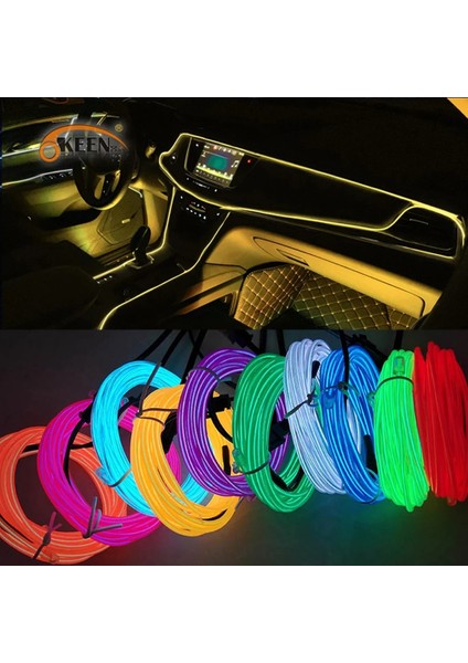 2M Sigara Sürücüsü Stili Sarı Okeen Neon Led Araba Iç Aydınlatma Şeritleri Oto Led Şerit Garland El Tel Halat Araba Dekorasyon Lambası Esnek Tüp (Yurt Dışından) fiyatları