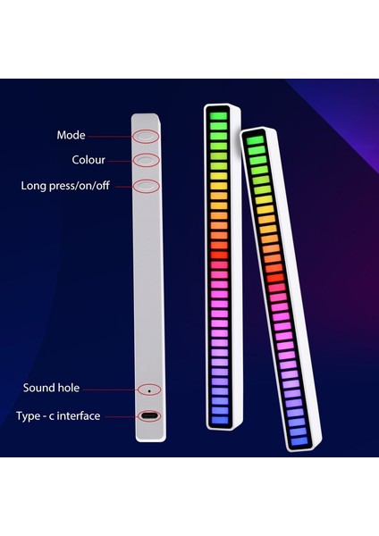 2 Adet Tarzı Siyah Kabuk Ses Kontrolü Pikap Ritim Ortam Işık Şeridi Renkli Led Şarj Edilebilir Pil Araba Bilgisayarı Ses Müzik Dj Atmosfer Lambası (Yurt Dışından) indirimleri