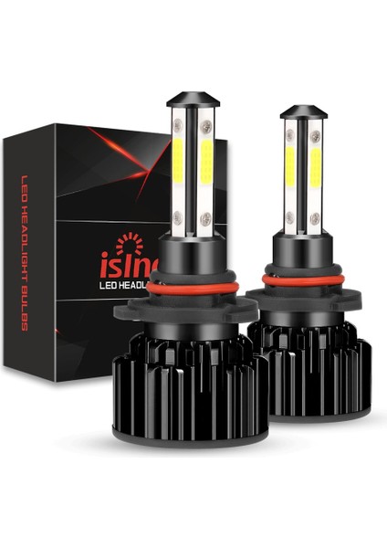 H7 Stili Kırmızı Kabuk 2 Adet H7 Led Ampuller 60W 8500Lm Araba Far Ampülleri H4 H7 H11 H Farlar 4-Yönlü Led Far Kiti Ampul 6500K (Yurt Dışından)