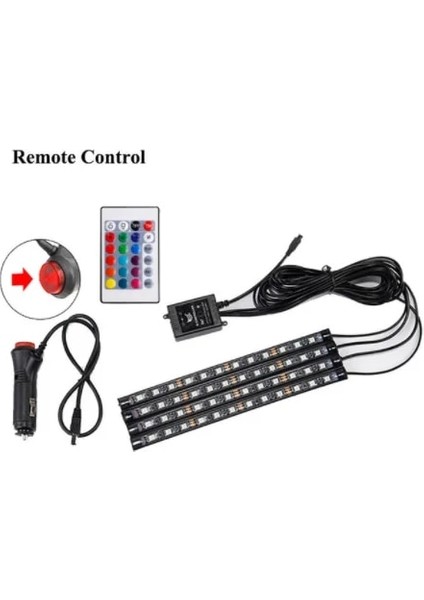 Uzaktan Kumanda Araba Styling Ayak Işığı Iç Kablosuz Uzaktan Kumandamüzikses Kontrolü Dekorasyon Işığı Sigara Led'İ Atmosfer Rgb Lamba Şeridi (Yurt Dışından)