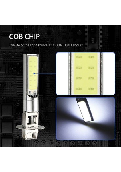2X H3 100W Cree Led Sis Ampulleri Araba Sürüş Lamk Cob Drl Beyaz Yüksek Güç Dc 12V (Yurt Dışından) modelleri