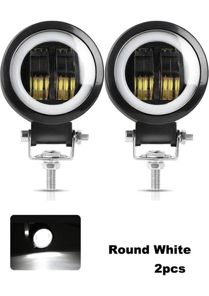 2 Adet-20W-Yuvarlak Beyaz Stil Nlpearl 12V 24V Yuvarlak Led Angel Eyes Farlar Offroad Kamyon Araba Tekne Motosiklet Için Spotlight Led Sürüş Çalışma Işığı Sis Lambası (Yurt Dışından)