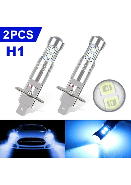 H1 2 Adet Led H1 24V Adanmış Gündüz Çalışan Işık Su Geçirmez Led Cob Araba Sis Lambası Araba Modifikasyon Lambası Beyaz Araba Aksesuarları (Yurt Dışından)