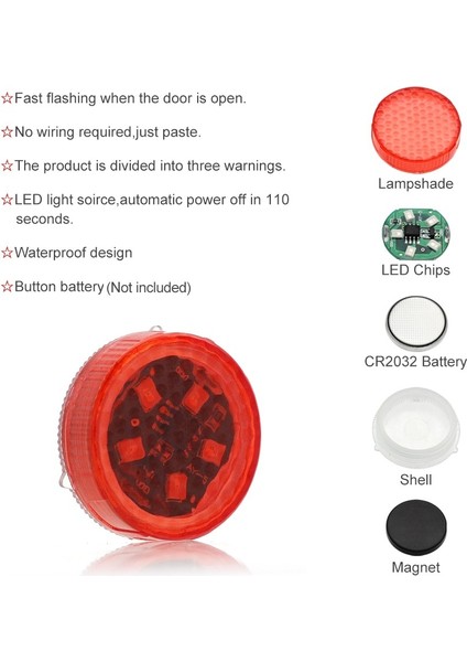 Kırmızı X 2 Adet Evrensel Led Araba Açılış Kapısı Güvenlik Uyarısı Çarpışma Önleyici Işıklar Manyetik Sensör Strobe Yanıp Sönen Alarm Işıkları Park Lambası (Yurt Dışından)