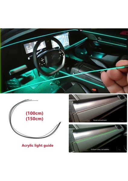 2 Adet 100Cm Akrilik Akrilik Optik Fiber Işıklar 12V Çakmak İle Rgb Ortam Işığı Ses Kontrolü Oto Iç Dekoratif Atmosfer Lambası (Yurt Dışından)