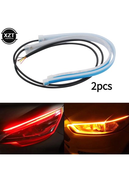 30Cm Tarzı Kırmızı Sarı Drl Led Şerit Dönüş Sinyali Işığı Sarı Parlak Esnek Dönüş Sinyal Işığı Araba Far 12V Için Gündüz Çalışan Işık (Yurt Dışından)