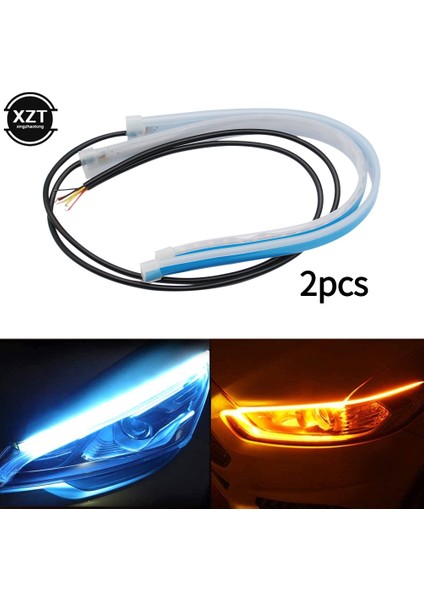 30Cm Tarzı Kırmızı Sarı Drl Led Şerit Dönüş Sinyali Işığı Sarı Parlak Esnek Dönüş Sinyal Işığı Araba Far 12V Için Gündüz Çalışan Işık (Yurt Dışından) fiyatları