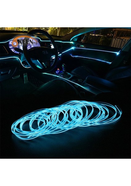 Buz Mavisi-3M Otomatik Led Şerit Araba Iç Aydınlatma Garland El Tel Neon Işık Halat Tüp Hattı 12V Sigara Sürücüsü İle Esnek (Yurt Dışından)