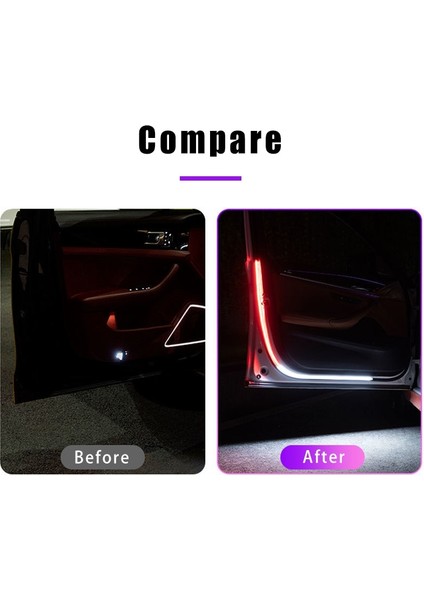2 Adet Araba Kapısı Açma Uyarısı Güvenlik Led Işıkları Strobe Sinyal Lambası Şeridi Su Geçirmez 12V Oto Dekoratif Atmosfer Ortam Işıkları (Yurt Dışından)
