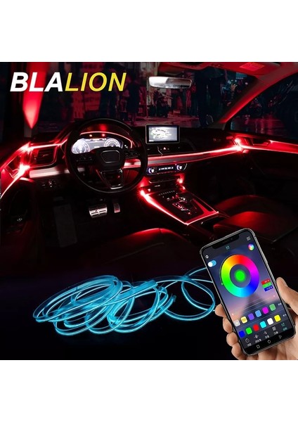 6M Fiber Optik Araba Atmosfer Işıkları El Neon Tel Şerit Işık Rgb Çoklu Mod Uygulaması Ses Kontrolü Oto Iç Dekoratif Ortam Neon Lambası (Yurt Dışından) fiyatları