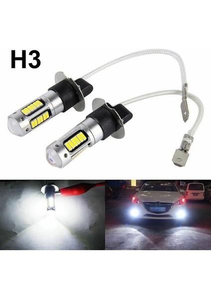2 Adet H3 Süper Parlak Led Sis Sürüş Drl Ampul Kiti 6000K Beyaz 100W (Yurt Dışından) modelleri