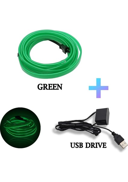 5 Milyon Stili Yeşil-Usb Sıcak Satış Araba Iç Aydınlatma Led Şerit Dekorasyon Garland Tel Halat Tüp Hattı Usb Sürücülü Esnek Neon Işık (Yurt Dışından)