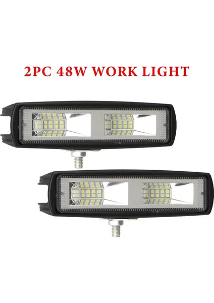 2 Adet Tarzı 48W Led Far Çalışma Çubuğu Led Bar Sis Lambası Motosiklet Kamyon Tekne Traktör Römork Off Road Çalışma Işığı Led (Yurt Dışından)