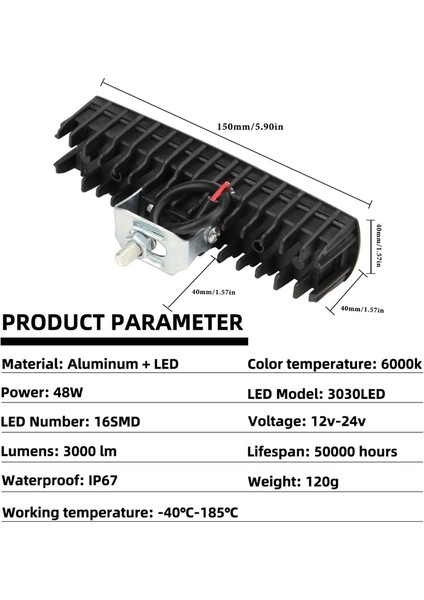 2 Adet Tarzı 48W Led Far Çalışma Çubuğu Led Bar Sis Lambası Motosiklet Kamyon Tekne Traktör Römork Off Road Çalışma Işığı Led (Yurt Dışından)