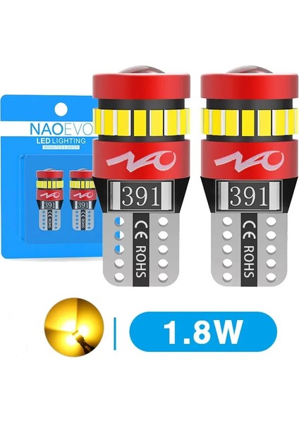 Kehribar Nao T10 Led W5W 1.8W Araba Yan Iç Işıklar 12V Süper Parlak Ampul Oto Beyaz 6000K Park Marker Kubbe Lambaları (Yurt Dışından)