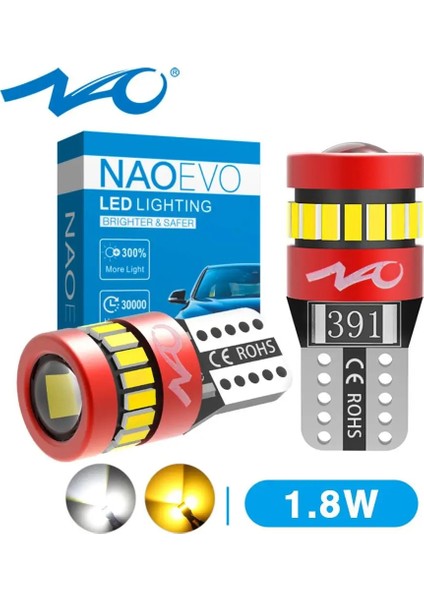 Kehribar Nao T10 Led W5W 1.8W Araba Yan Iç Işıklar 12V Süper Parlak Ampul Oto Beyaz 6000K Park Marker Kubbe Lambaları (Yurt Dışından) modelleri