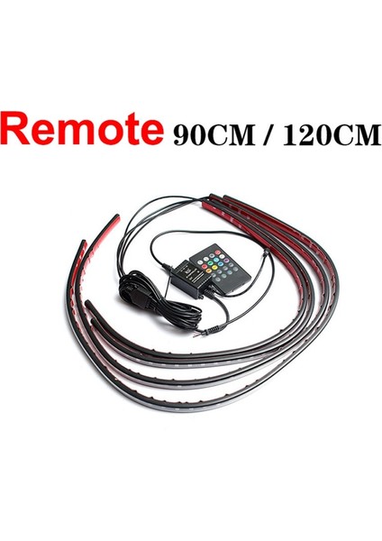 Uzak 90 120Cm Araba Underglow Neon Vurgu Şerit Işık Kiti 8 Renkli Ses Aktif Fonksiyon Appremote Control Led Gövde Altı Sistemi Işık Şeridi (Yurt Dışından)
