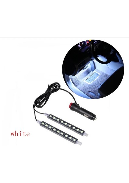 Beyaz Araba 9 Led Zemin Ayakları Atmosfer Lambası Dekorasyon Lambası Peugeot Için (Yurt Dışından)