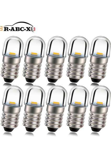 Dc 6V Tarzı E10 4300K Dc 3V 6V 12V 4.5V 18V P13.5S Pr2 E10 Led Ampul El Feneri Değiştirme Torch Çalışma Işığı Gösterge Lambası Sıcak Beyaz 4300K (Yurt Dışından)