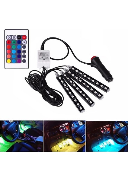 Ar Rgb Led Şerit Işık Araba Oto Dekoratif Esnek Renkli Led Şerit Atmosfer Lambası Kiti Uzaktan Kumandalı Sis Lambası (Yurt Dışından) fırsatları