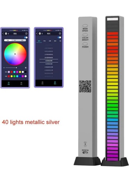 Gümüş 40 Işıklar Araba Ses Kontrol Işığı Rgb Sesle Etkinleştirilen Müzik Ritim Ortam Işıkları, 32 Led 18 Renk Araba Iç Ev Dekorasyon Lambası (Yurt Dışından)
