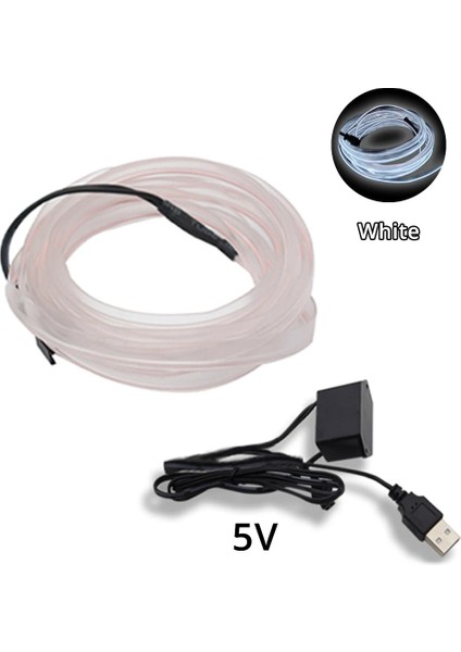 Sarı Sigara Tarzı Beyaz Usb Evrensel Araba Iç Aydınlatma Led Şerit Dekorasyon Çelenk Tel Halat Tüp Hattı Usb Sürücülü Esnek Neon Işıklar (Yurt Dışından)