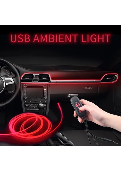 5M 2'Si 1 Arada Usb Araba Iç Işık Şeridi Rgb Çoklu Modlar Ses Kontrolü Dekoratif Ortam Neno Lambası Usb Optik Fiber Işıklar Şeritler 3M (Yurt Dışından)