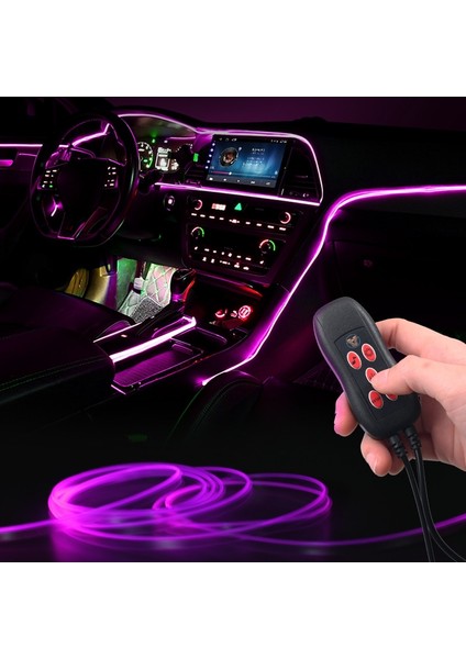 5M 2'Si 1 Arada Usb Araba Iç Işık Şeridi Rgb Çoklu Modlar Ses Kontrolü Dekoratif Ortam Neno Lambası Usb Optik Fiber Işıklar Şeritler 3M (Yurt Dışından)
