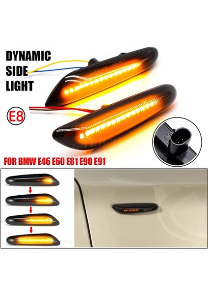 T10 Tipi Dinamik Yok Led Yan Işaretleyici Ayna Gösterge Lambası Akan Su Dönüş Sinyali Işık Sarı Bmw E90 E91 E92 E93 E60 E87 E82 E61 E46 (Yurt Dışından)