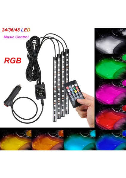 48Led Usb Leepee Rgb Otomotiv Iç Dekoratif Işıklar Led Araba Ayak Işığı Atmosfer Lambası Ortam Lambası Uzaktan Ses Kontrolü (Yurt Dışından)