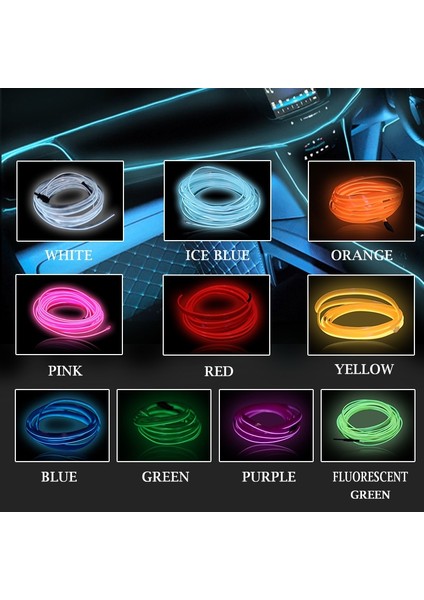 3M Tarzı Turuncu-Usb M Araba Led Işık Iç Ortam Led Şerit Neon Aydınlatma Çelenk Tel Halat Tüp Dekorasyon Esnek Tüp Renkleri Oto Led (Yurt Dışından)