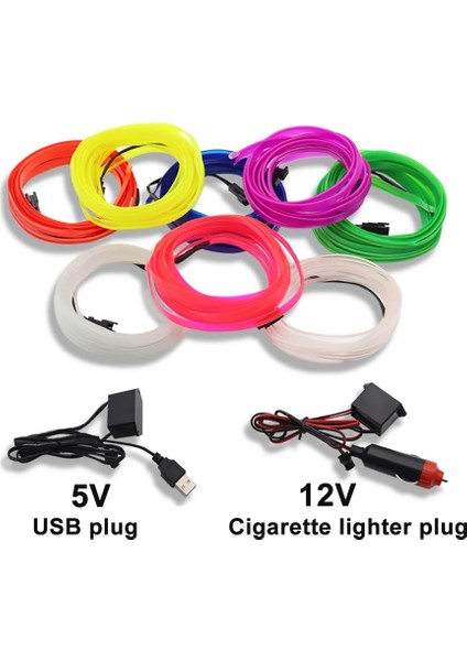 3M Tarzı Turuncu-Usb M Araba Led Işık Iç Ortam Led Şerit Neon Aydınlatma Çelenk Tel Halat Tüp Dekorasyon Esnek Tüp Renkleri Oto Led (Yurt Dışından)