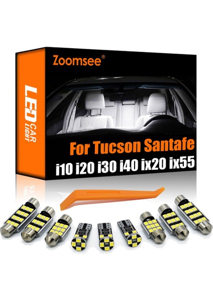 13-20 Santafe 11Pc Stili Buz Mavisi Zoomsee Iç Hyundai Için Led Ix35 Ix55 Tucson Santa Fe Santafe Canbus Araç Kapalı Dome Harita Işık Kiti (Yurt Dışından) indirimleri