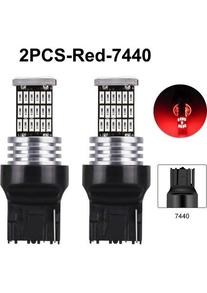 2 Adet-Kırmızı-7440 Nlpearl 2X T20 Led Sinyal Lambası T Wy21W Led Canbus Araba Ters Fren Lambaları Smd Led W21W Dönüş Sinyali Işığı 12V (Yurt Dışından)