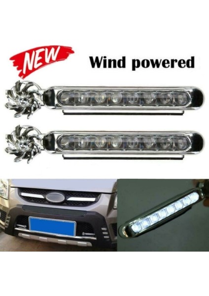 Beyaz Rüzgar Enerjili 8 Led Araba Işık Harici Drl Koşu Işıkları Far Sis Işık Lambası Otomatik Gün Işığı Kablolama Olmadan Rüzgar Enerjisi (Yurt Dışından)